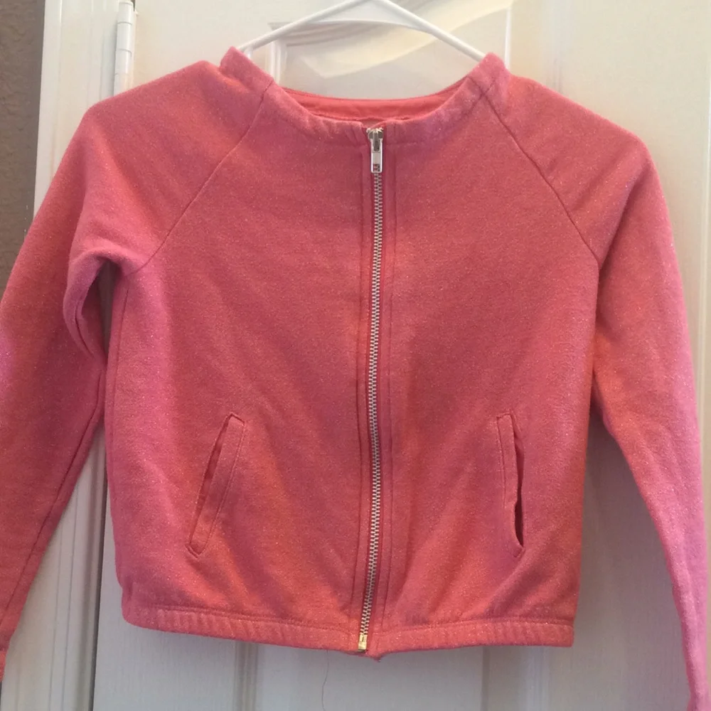 FINAL MARKDOWN Girls zip front French terry jacket medium